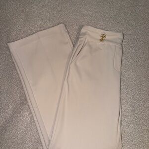 Stylish Cream Dress Pants with Gold Buttons